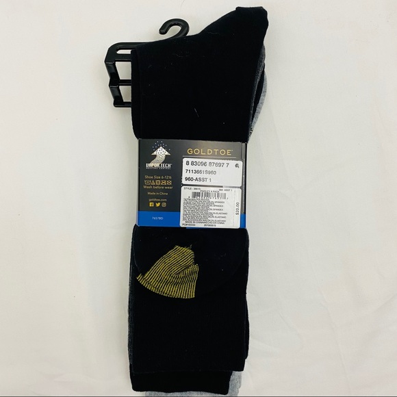 Dress Socks Mens Gold Toe 4 Pair Pack Vapor Tech 6-12.5 - Picture 6 of 7